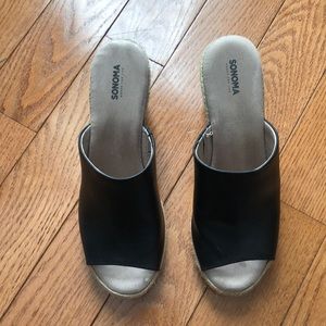 Ladies slip on espadrille wedges